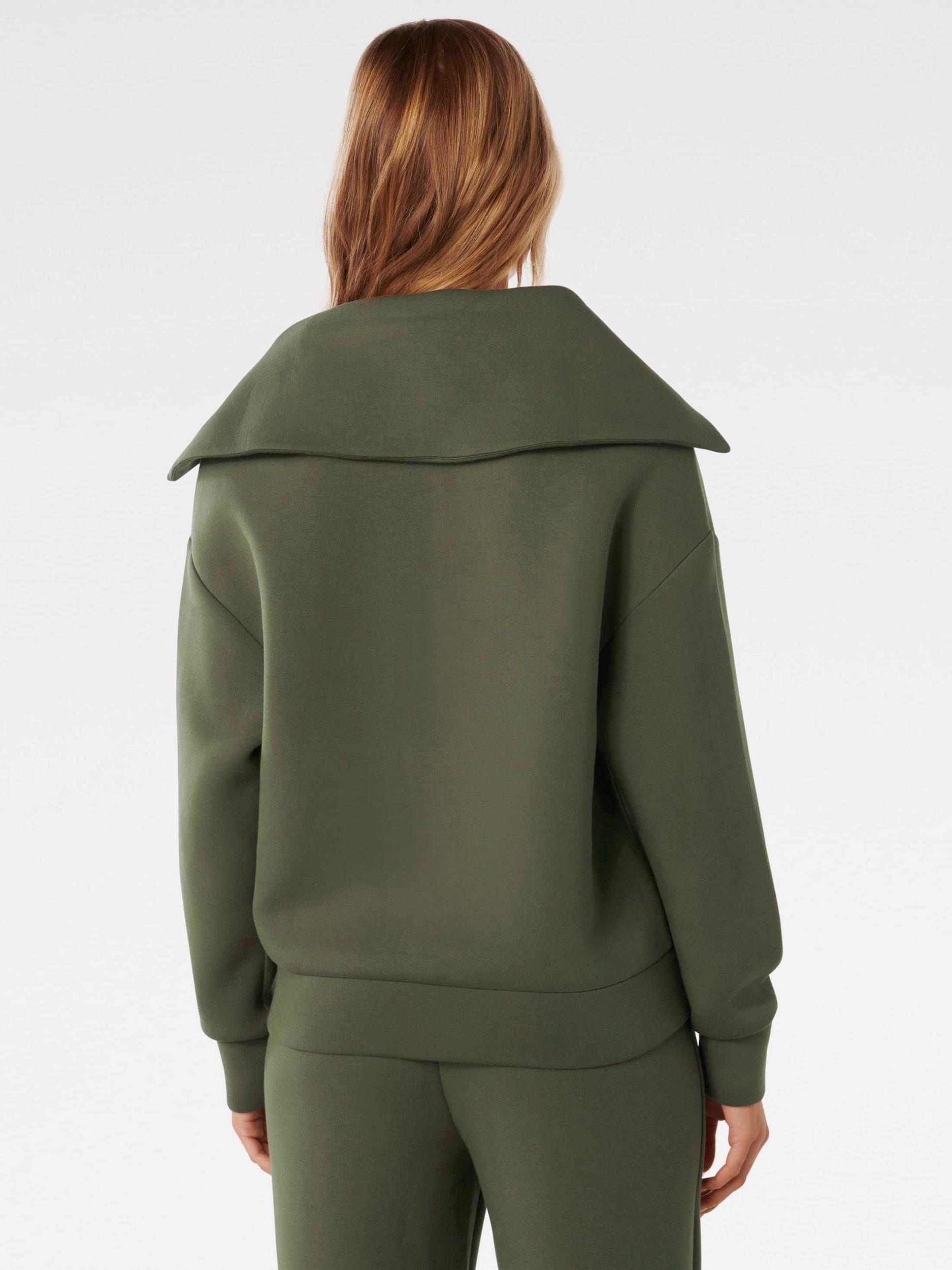 Product image 2 of 5, which shows Forever New Tiana Lounge Zip Front Sweatshirt, Olive Green, XXS