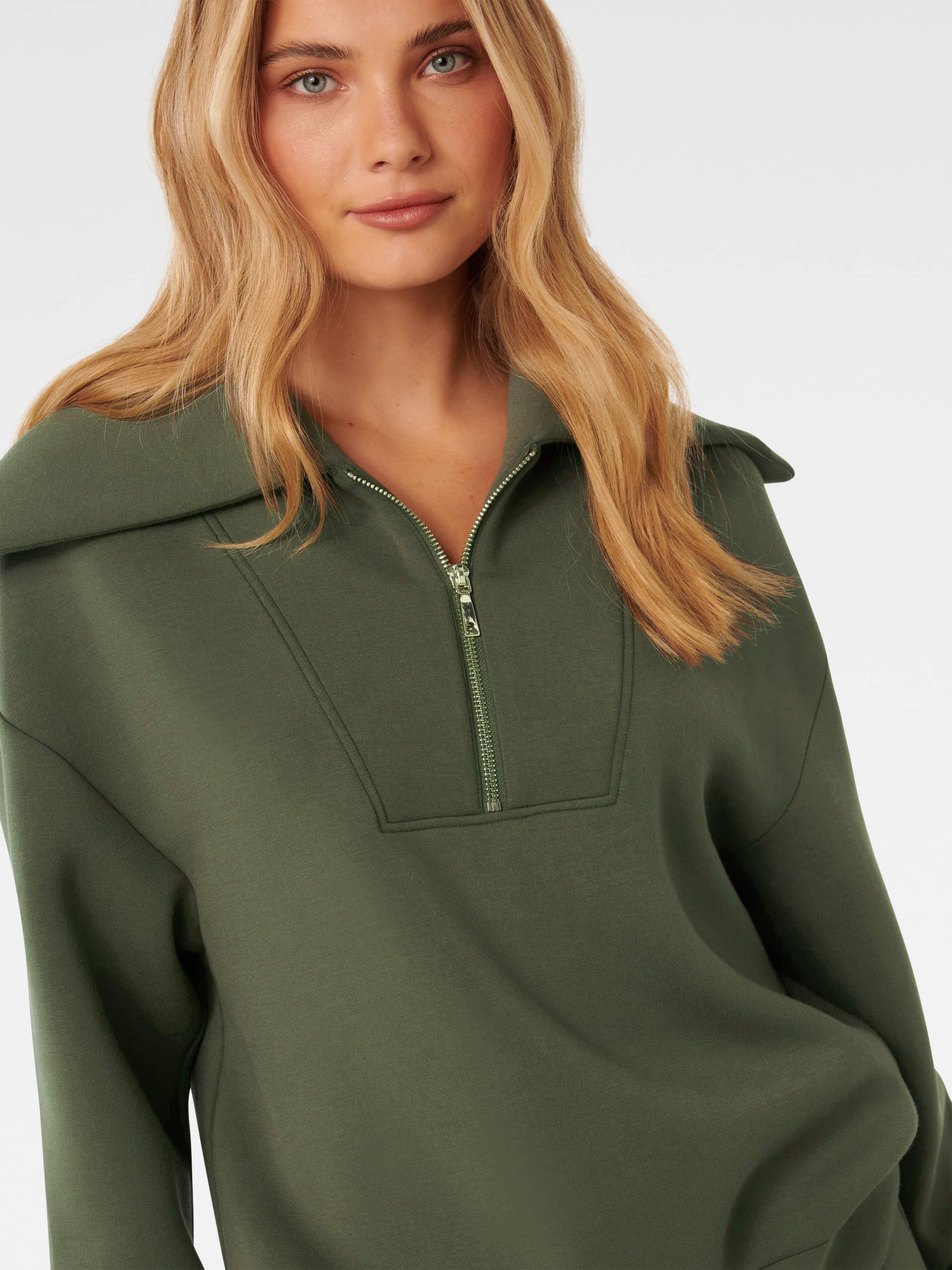 Product image 4 of 5, which shows Forever New Tiana Lounge Zip Front Sweatshirt, Olive Green, XXS
