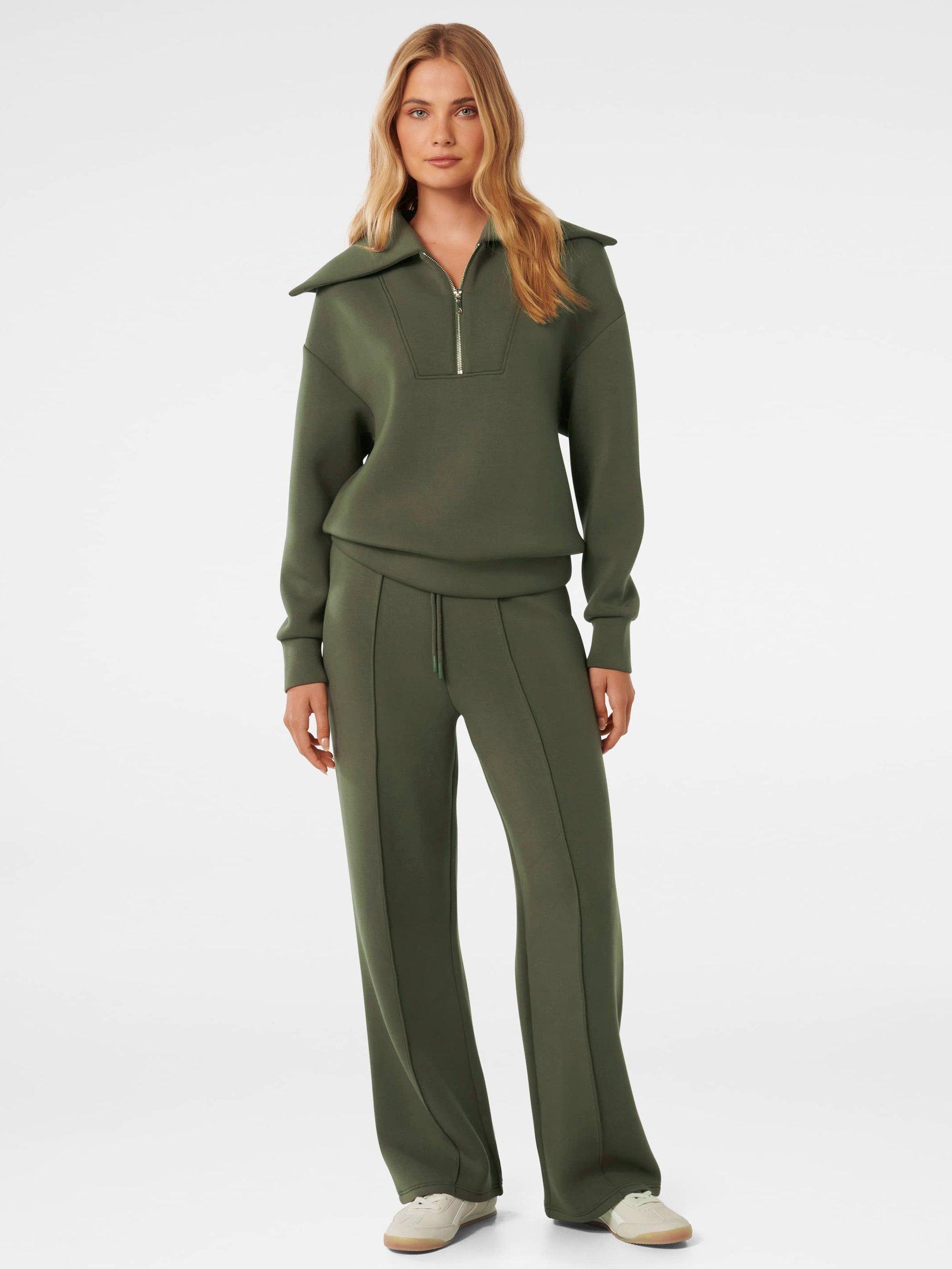 Product image 5 of 5, which shows Forever New Tiana Lounge Zip Front Sweatshirt, Olive Green, XXS
