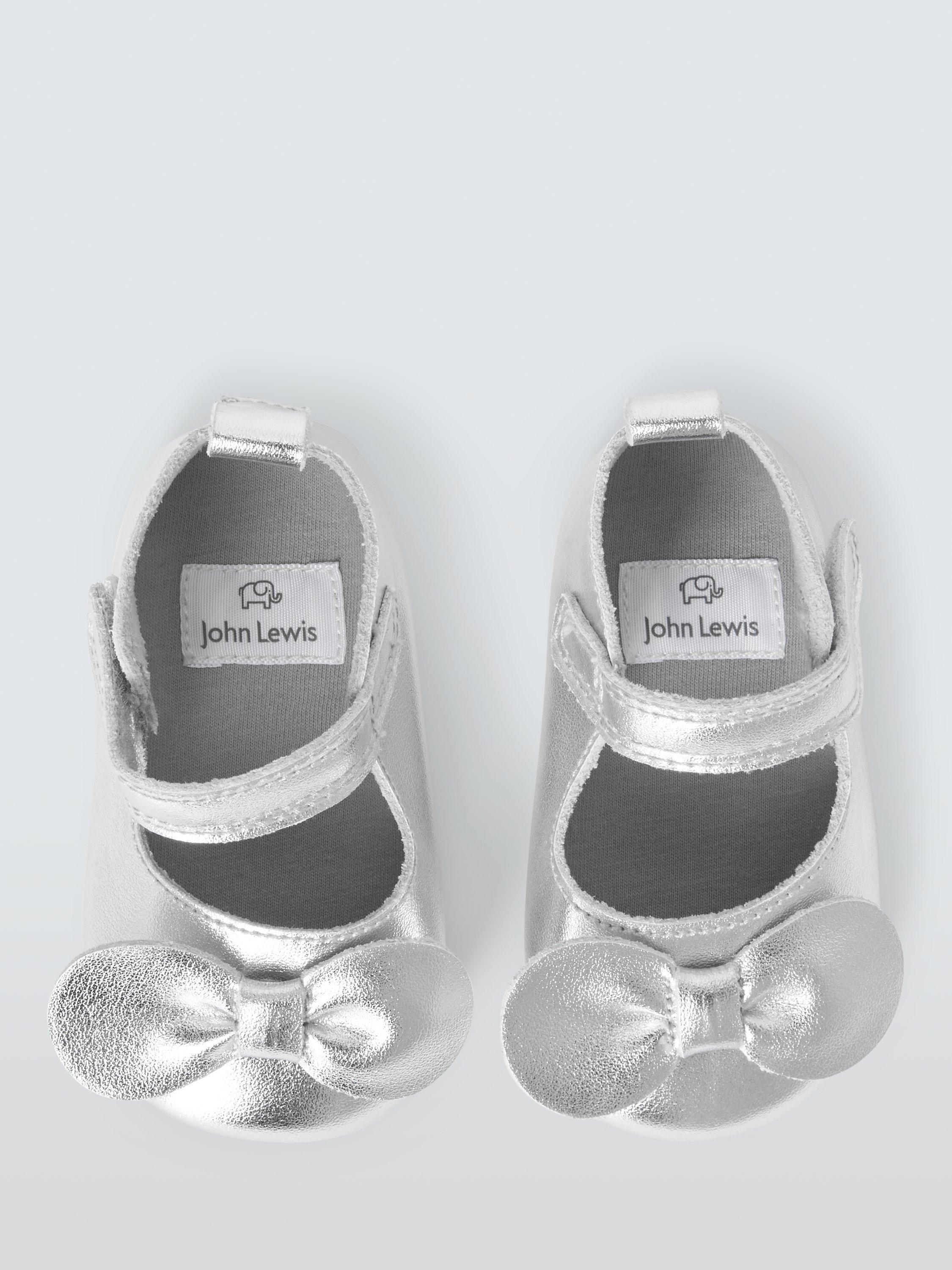 Product image 2 of 3, which shows John Lewis Baby Leather Ballerina Pram Shoes, Multi, 0-3 months