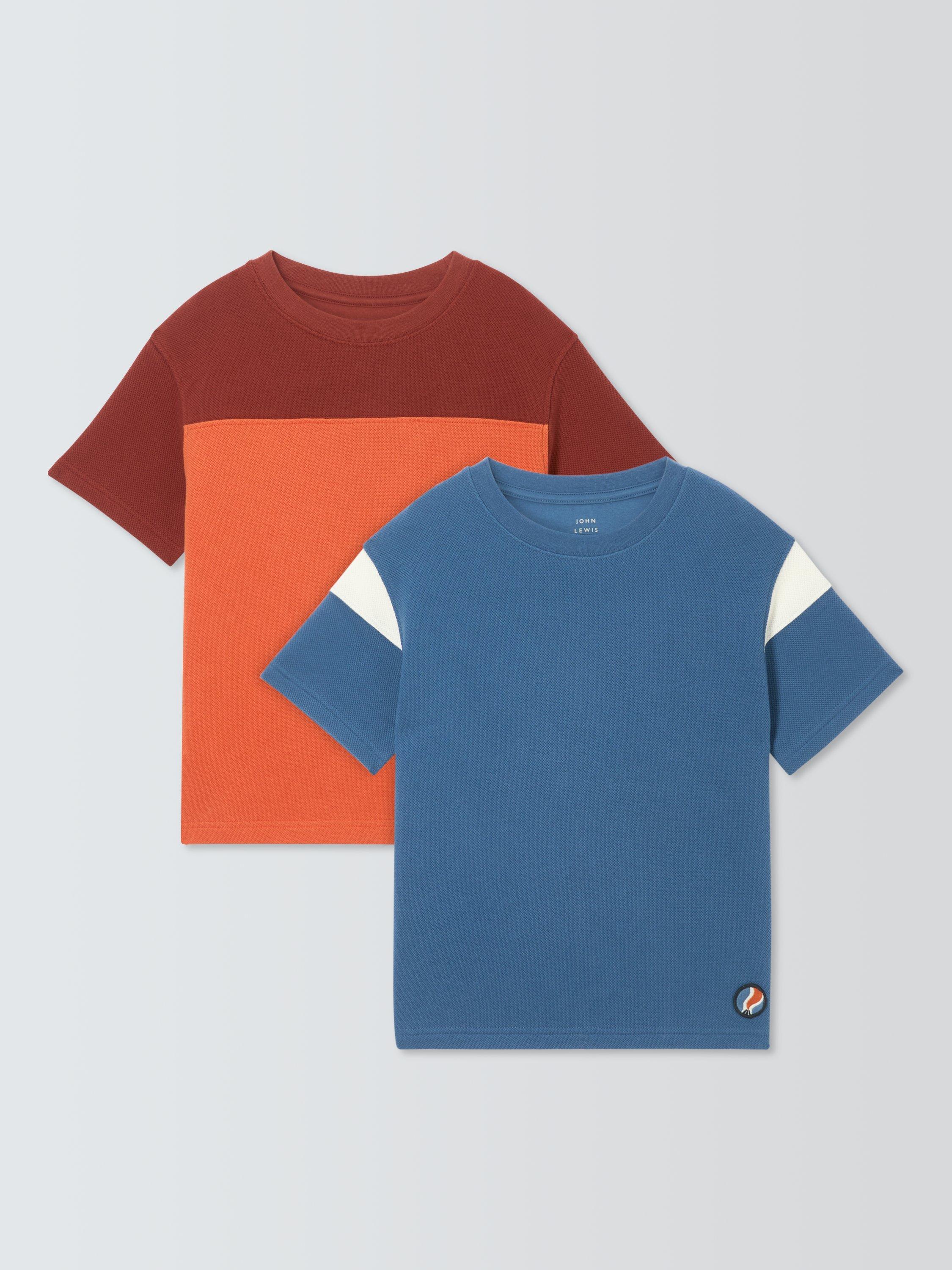 Product image 1 of 7, which shows John Lewis Kids' Colour Block T-Shirts, Pack of 2, Multi, 2 years