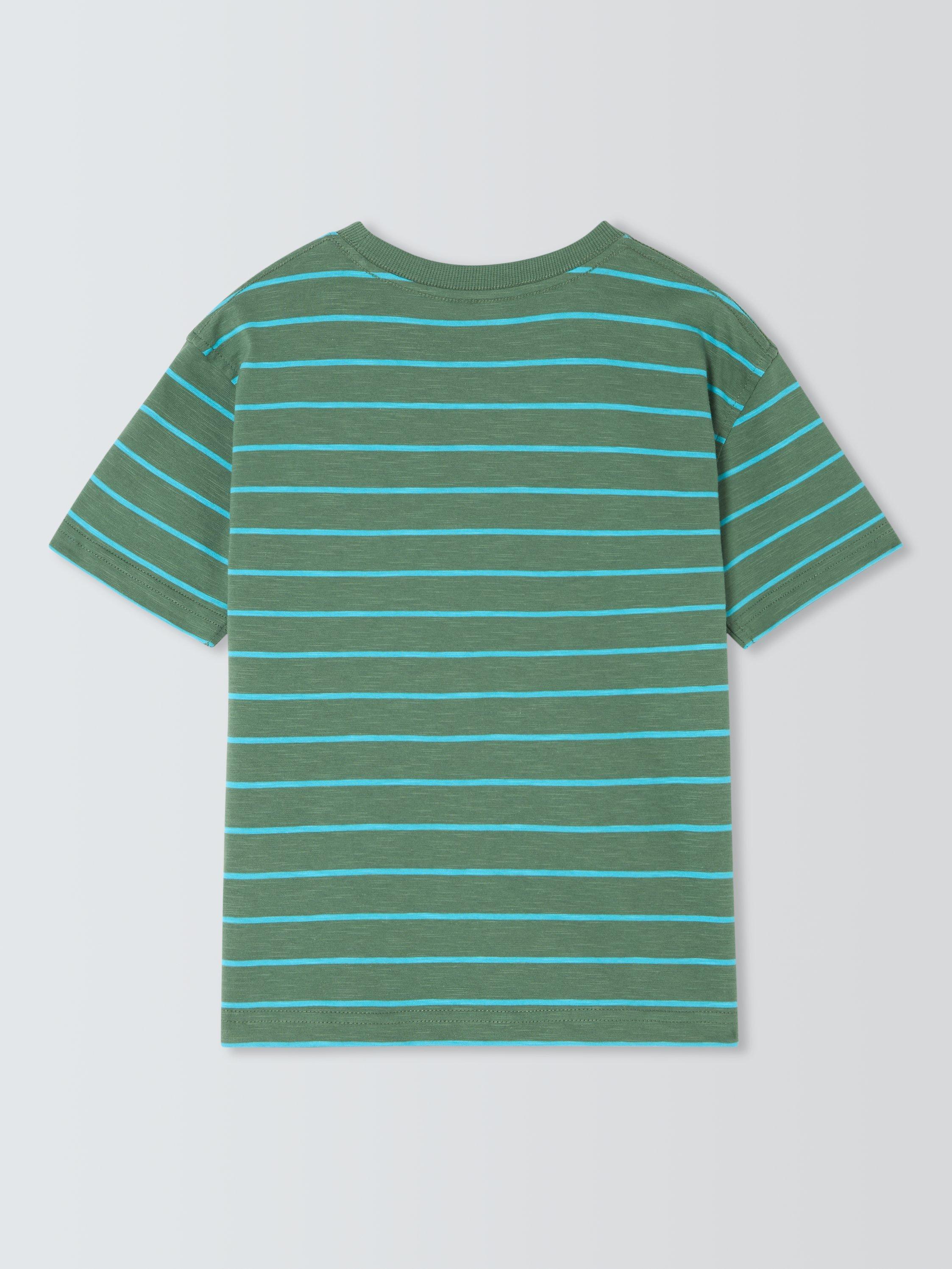 Product image 5 of 6, which shows John Lewis Kids' Camper Stripe T-Shirt, Green, 2 years
