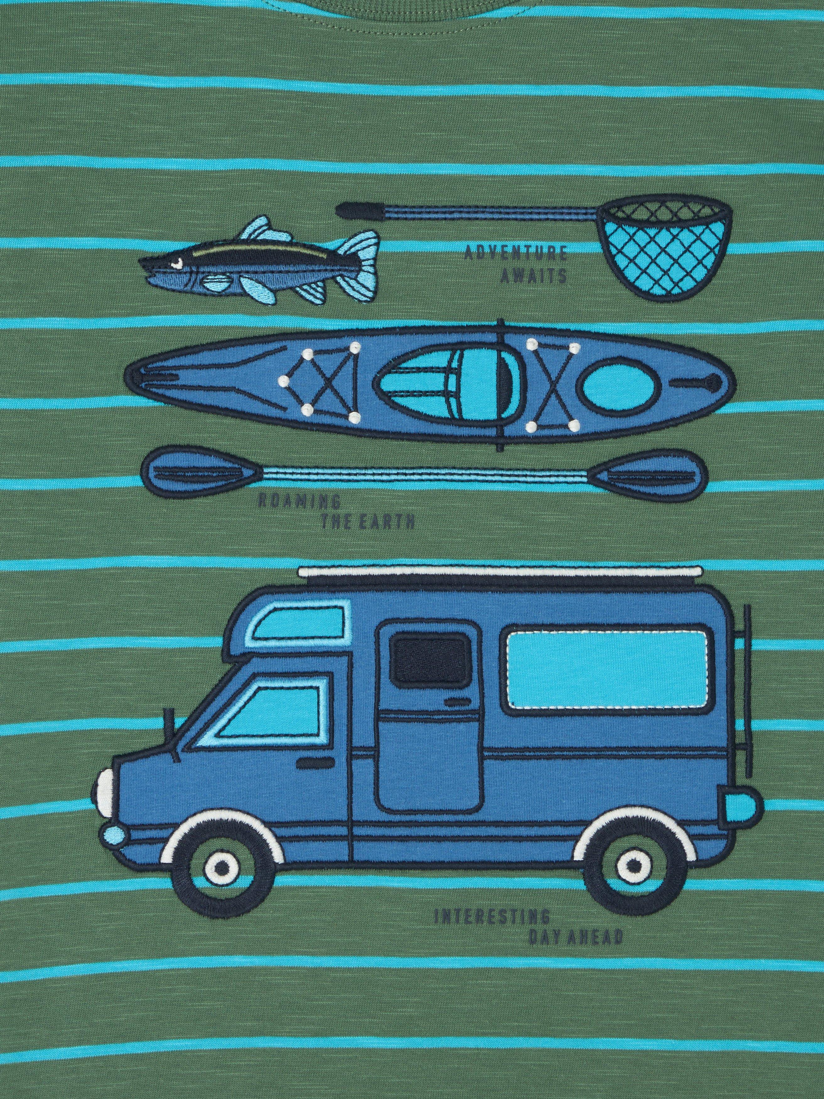 Product image 6 of 6, which shows John Lewis Kids' Camper Stripe T-Shirt, Green, 2 years