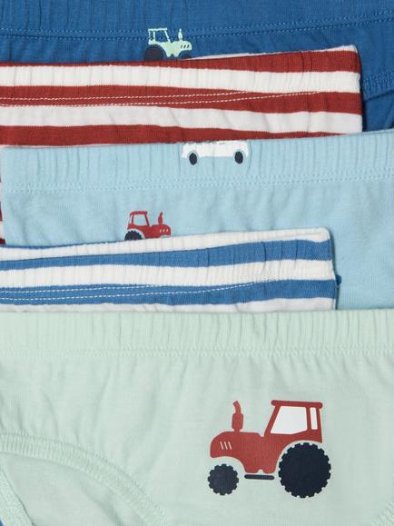 John Lewis Kids' Tractor Print Briefs, Pack of 5, Multi - view 2, Multi