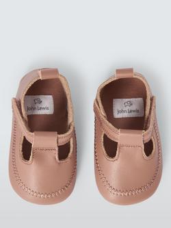 John Lewis Baby Leather Pre-Walker T-Bar Shoes, Multi - view 2, Multi