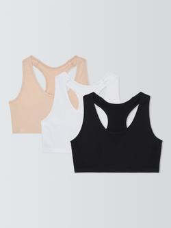 John Lewis Kids' Sports Crop Tops, Pack of 3, Multi, Multi