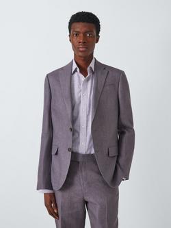 John Lewis Lenham Single Breasted Regular Fit Linen Suit Jacket, Purple