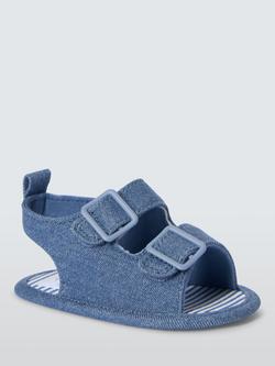 John Lewis Baby Denim Sandals, Blue, Blue