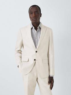 John Lewis Lenham Single Breasted Regular Fit Linen Suit Jacket, Stone