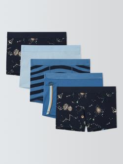 John Lewis Kids' Space Print Trunks, Pack of 5, Multi, Multi