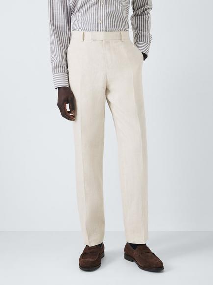 John Lewis Lenham Regular Fit Linen Suit Trousers, Stone