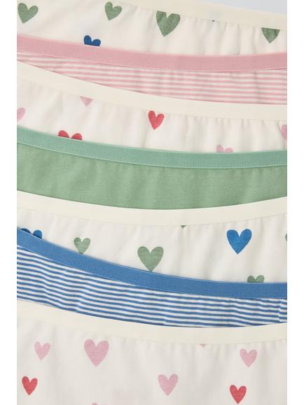 John Lewis Kids' Heart Shortie Knickers, Pack of 5, Multi - view 2, Multi