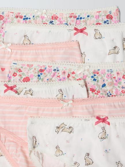 John Lewis Kids' Bunny Briefs, Pack of 7, Multi - view 2, Multi