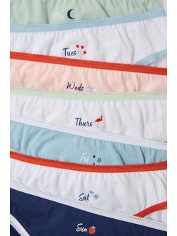 John Lewis Kids' Days of the Week Briefs, Pack of 7, Multi - view 2, Multi