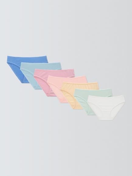 John Lewis Kids' Solid Colour Briefs, Pack of 7, Multi, Multi