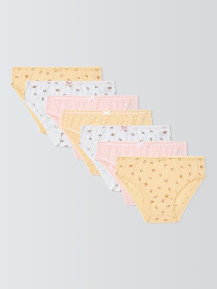 John Lewis Kids' Floral Print Briefs, Pack of 7, Multi, Multi