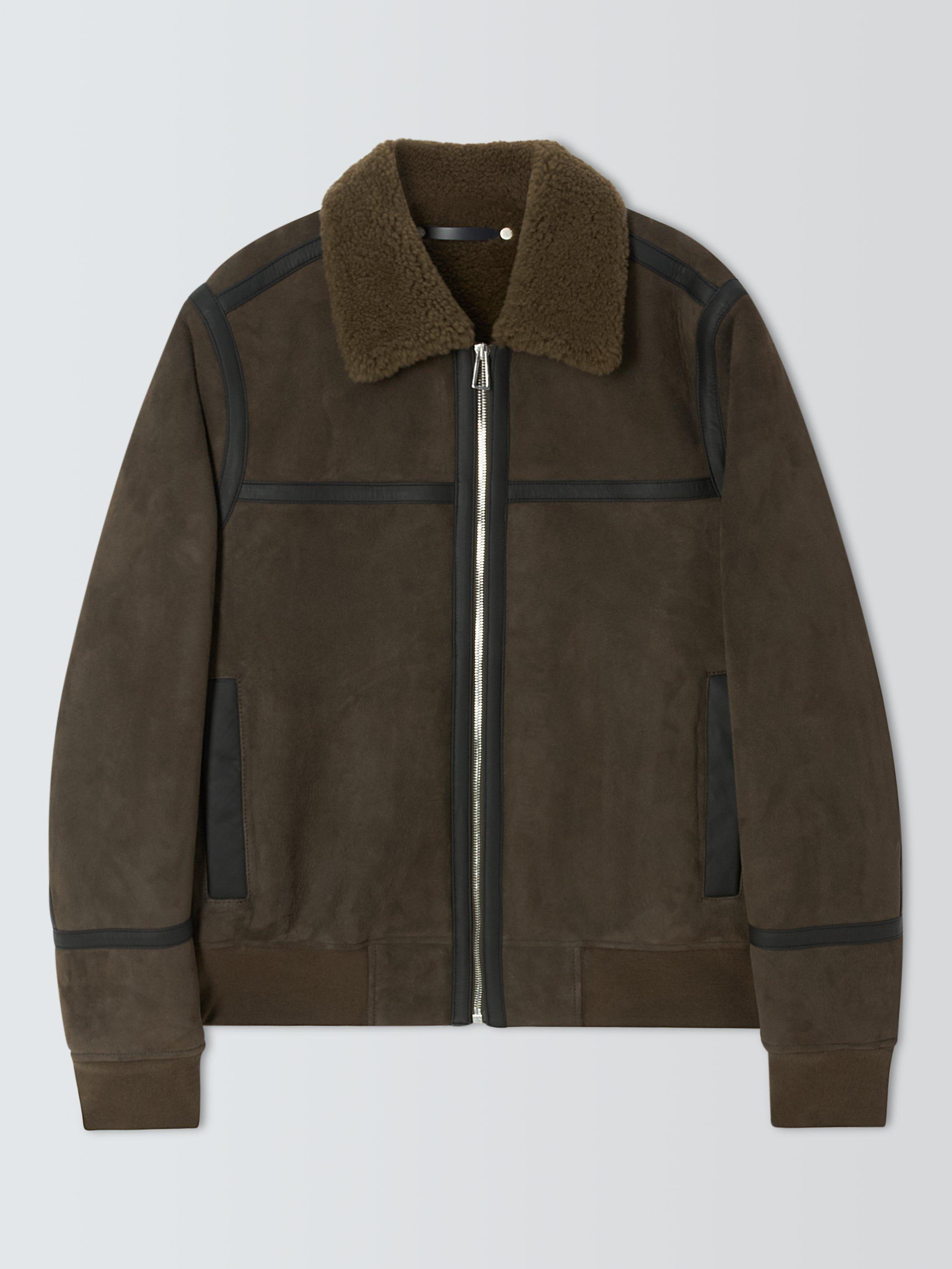 PS Paul Smith Leather and Suede Sheepskin Jacket Brown
