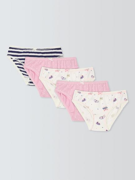 John Lewis Kids' Butterfly Briefs, Pack of 5, Multi, Multi