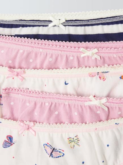 John Lewis Kids' Butterfly Briefs, Pack of 5, Multi - view 2, Multi