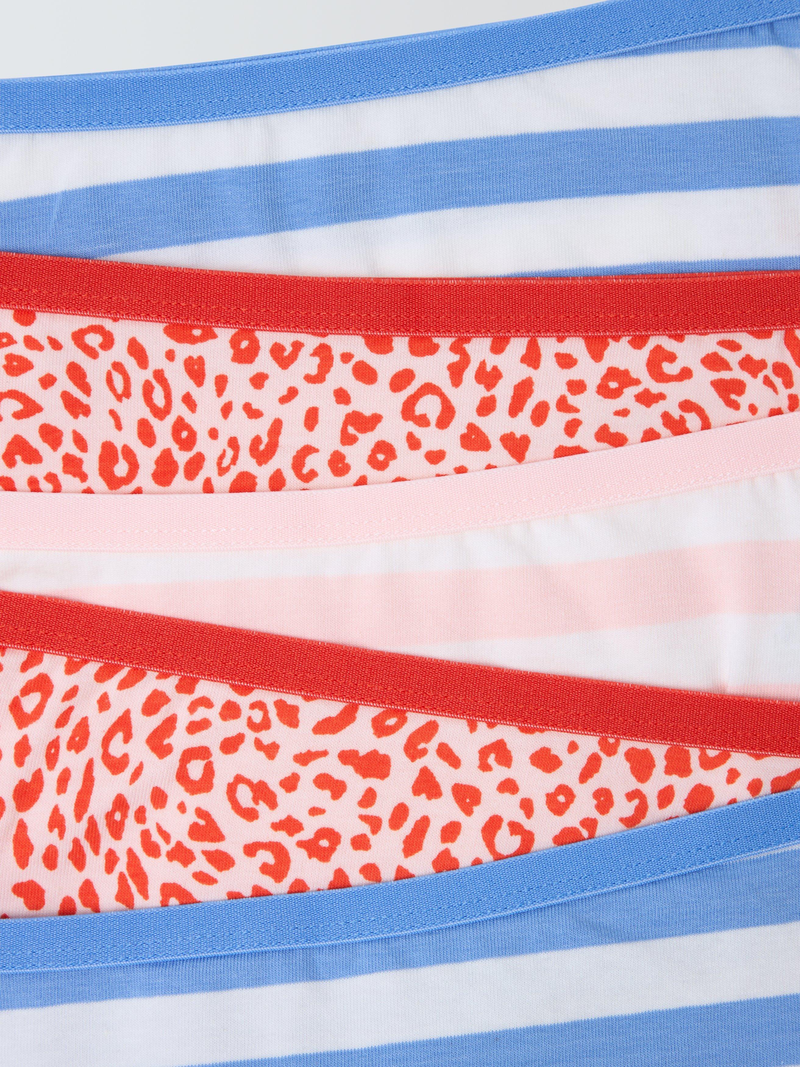 Product image 2 of 2, which shows John Lewis Kids' Leopard Print and Stripes Shorty Briefs, Pack of 5, Multi, 7-8 years