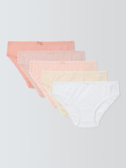 John Lewis Kids' Pointelle Briefs, Pack of 5, Multi, Multi