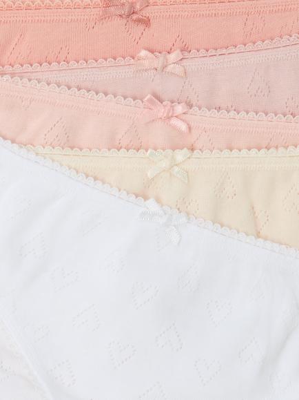 John Lewis Kids' Pointelle Briefs, Pack of 5, Multi - view 2, Multi