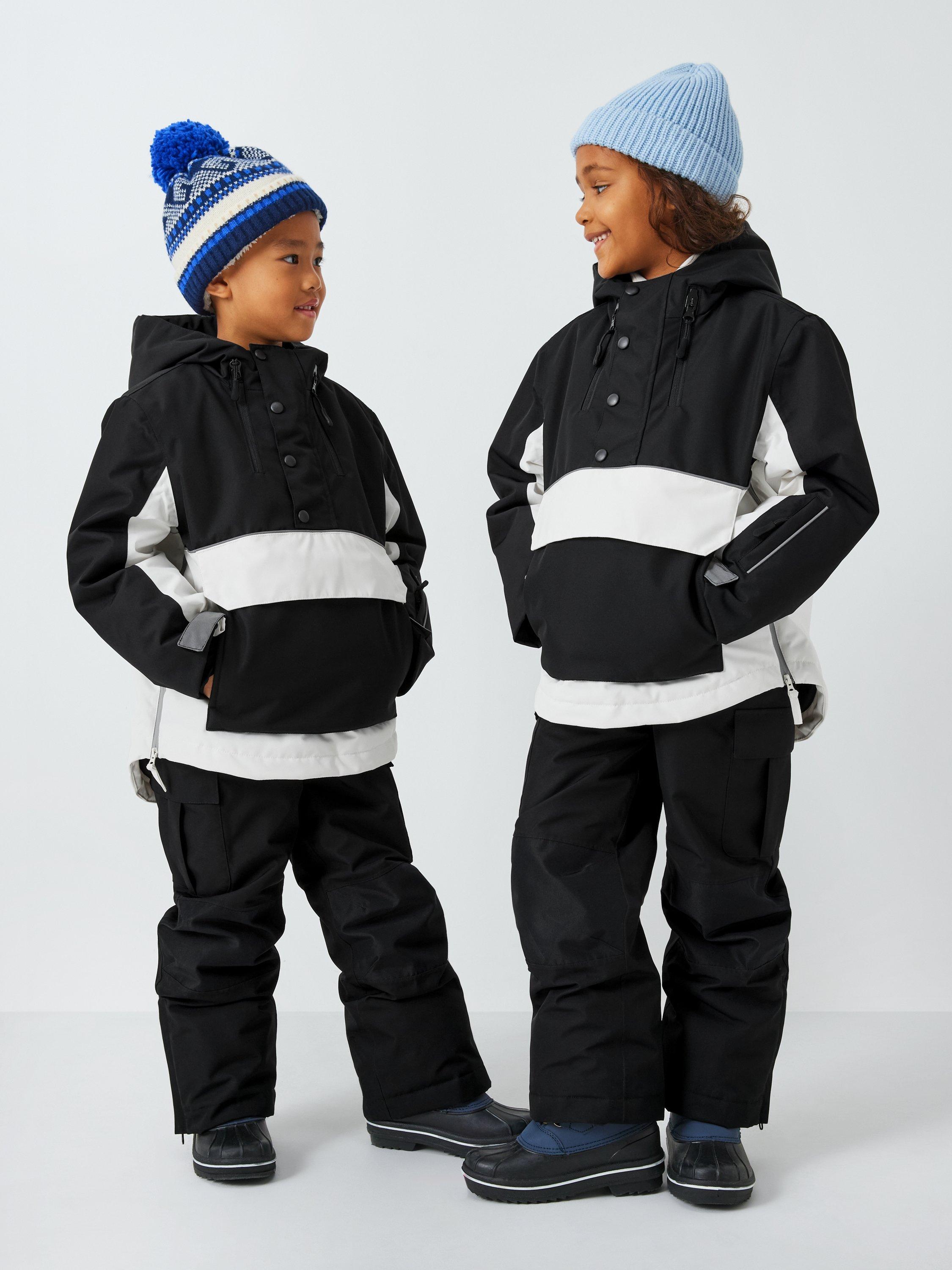 Product image 1 of 11, which shows John Lewis Kids' Overhead Water and Windproof Ski Jacket, Black And White, 3 years