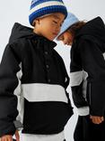 John Lewis Kids' Overhead Water and Windproof Ski Jacket, Black/White