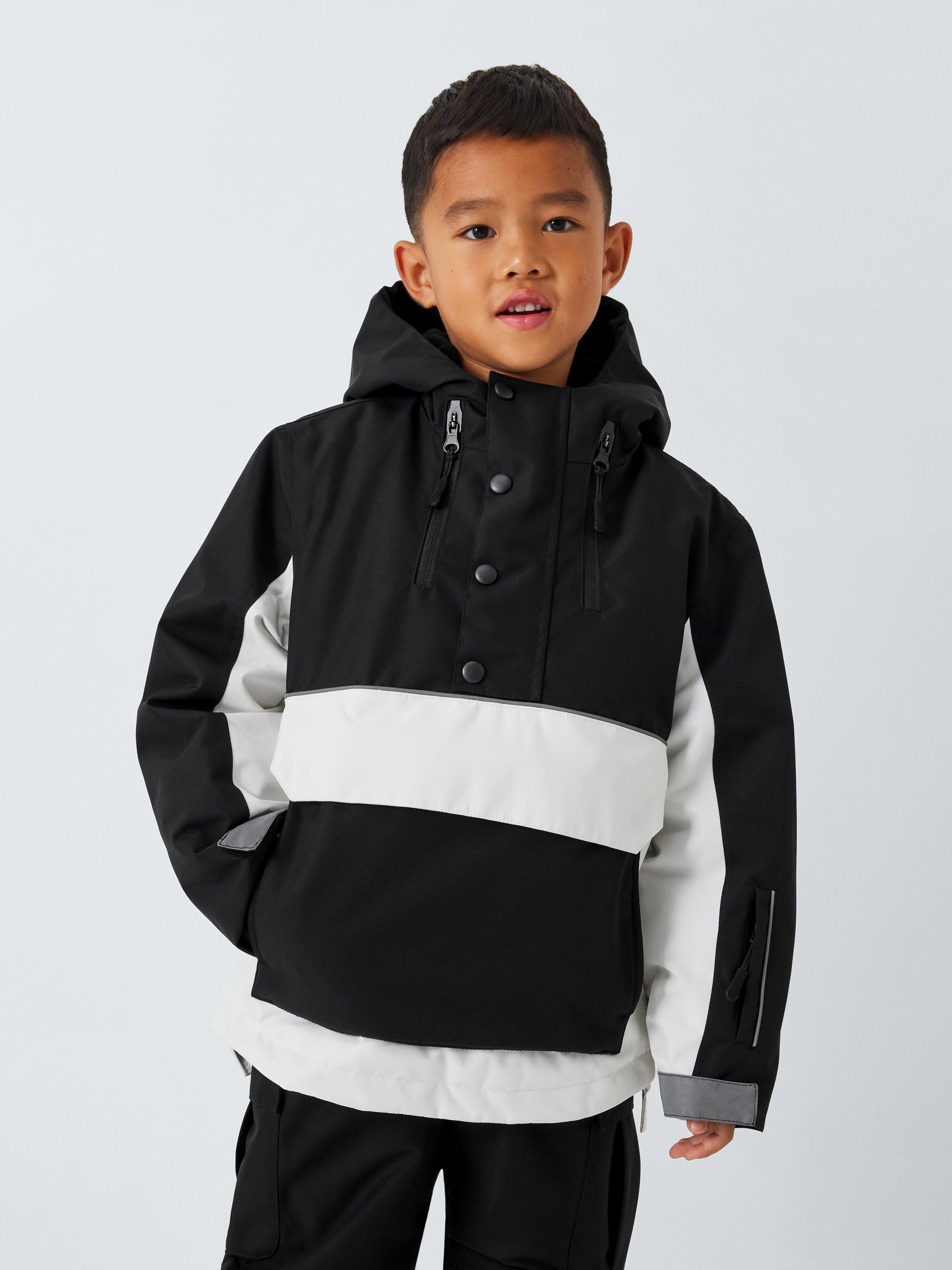 Product image 4 of 11, which shows John Lewis Kids' Overhead Water and Windproof Ski Jacket, Black And White, 3 years