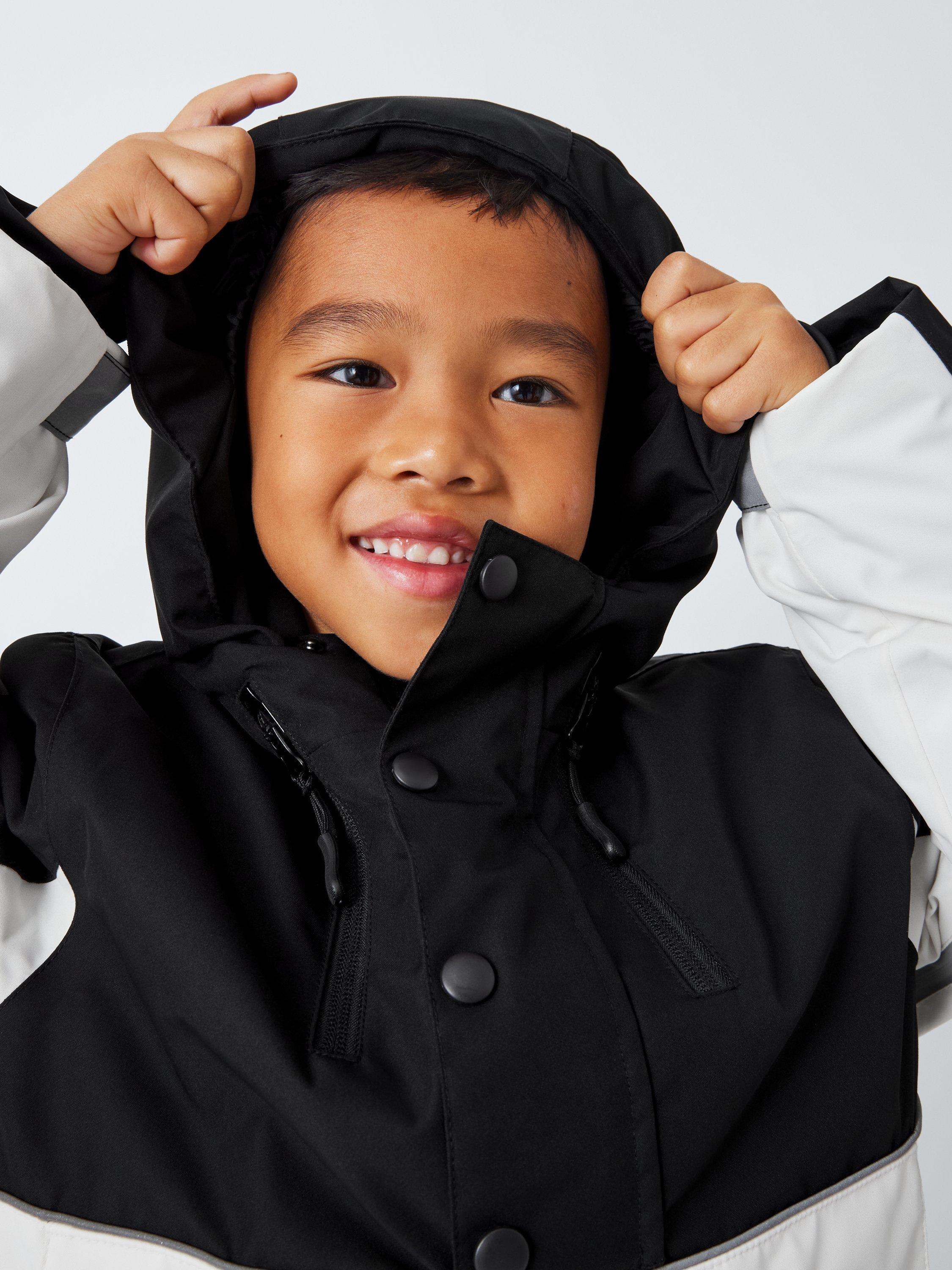 Product image 6 of 11, which shows John Lewis Kids' Overhead Water and Windproof Ski Jacket, Black And White, 3 years