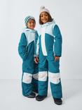 John Lewis Kids' Panelled Water and Windproof Ski Snowsuit, Teal/Blue/White