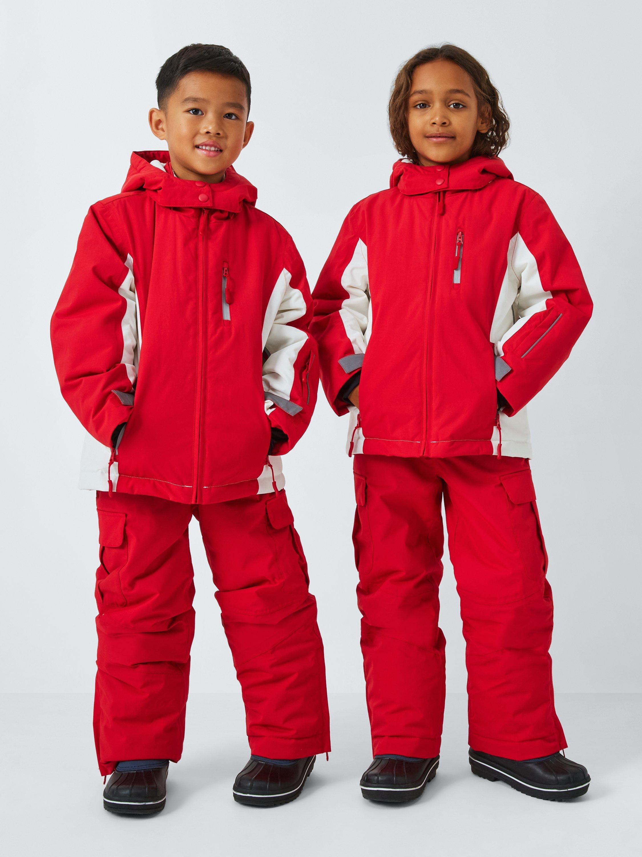 Product image 1 of 11, which shows John Lewis Kids' Panelled Water and Windproof Ski Jacket, Red And White, 3 years