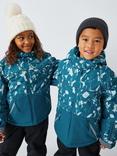 John Lewis Kids' Abstract Print Water and Windproof Ski Jacket, Teal