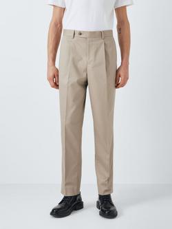 John Lewis Dulwich Cotton Smart Pleat Front Chinos, Stone, Stone