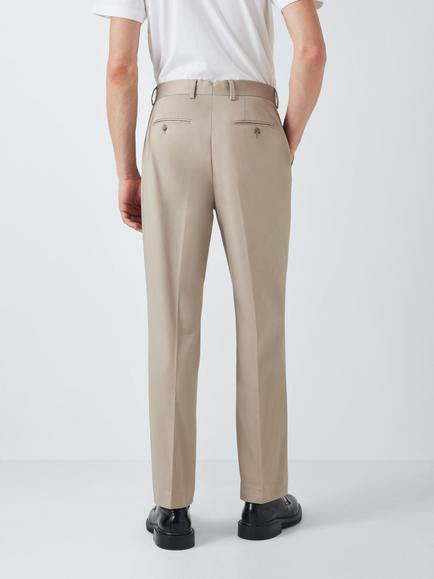 John Lewis Dulwich Cotton Smart Pleat Front Chinos, Stone - view 2, Stone
