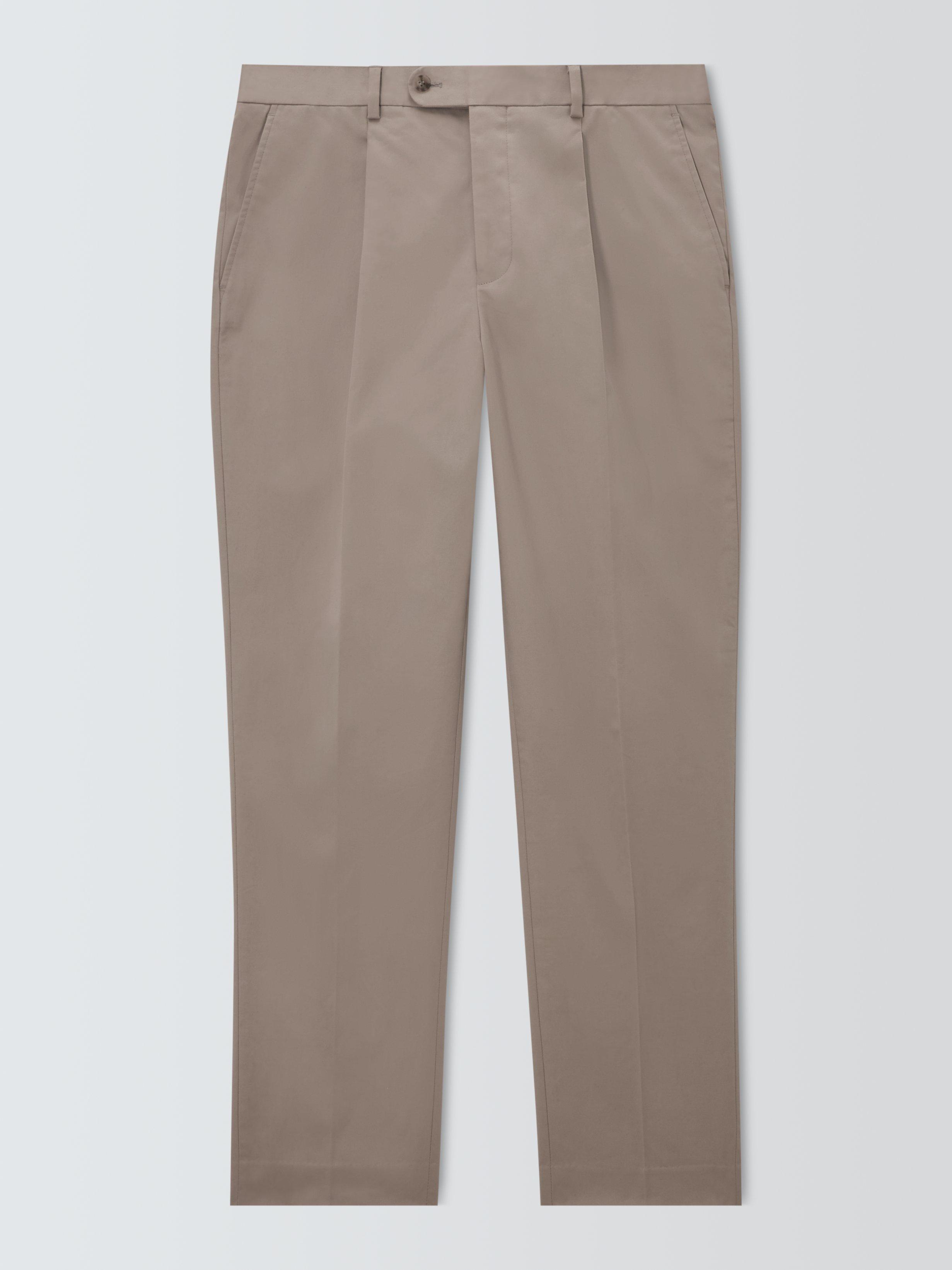 Product image 4 of 7, which shows John Lewis Dulwich Cotton Smart Pleat Front Chinos, Stone, 34S