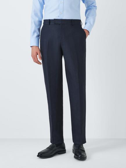 John Lewis Lenham Regular Fit Linen Suit Trousers, Navy
