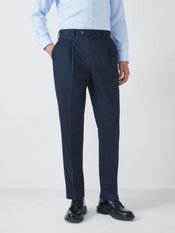 John Lewis Dulwich Cotton Smart Pleat Front Chinos, Stone, Navy