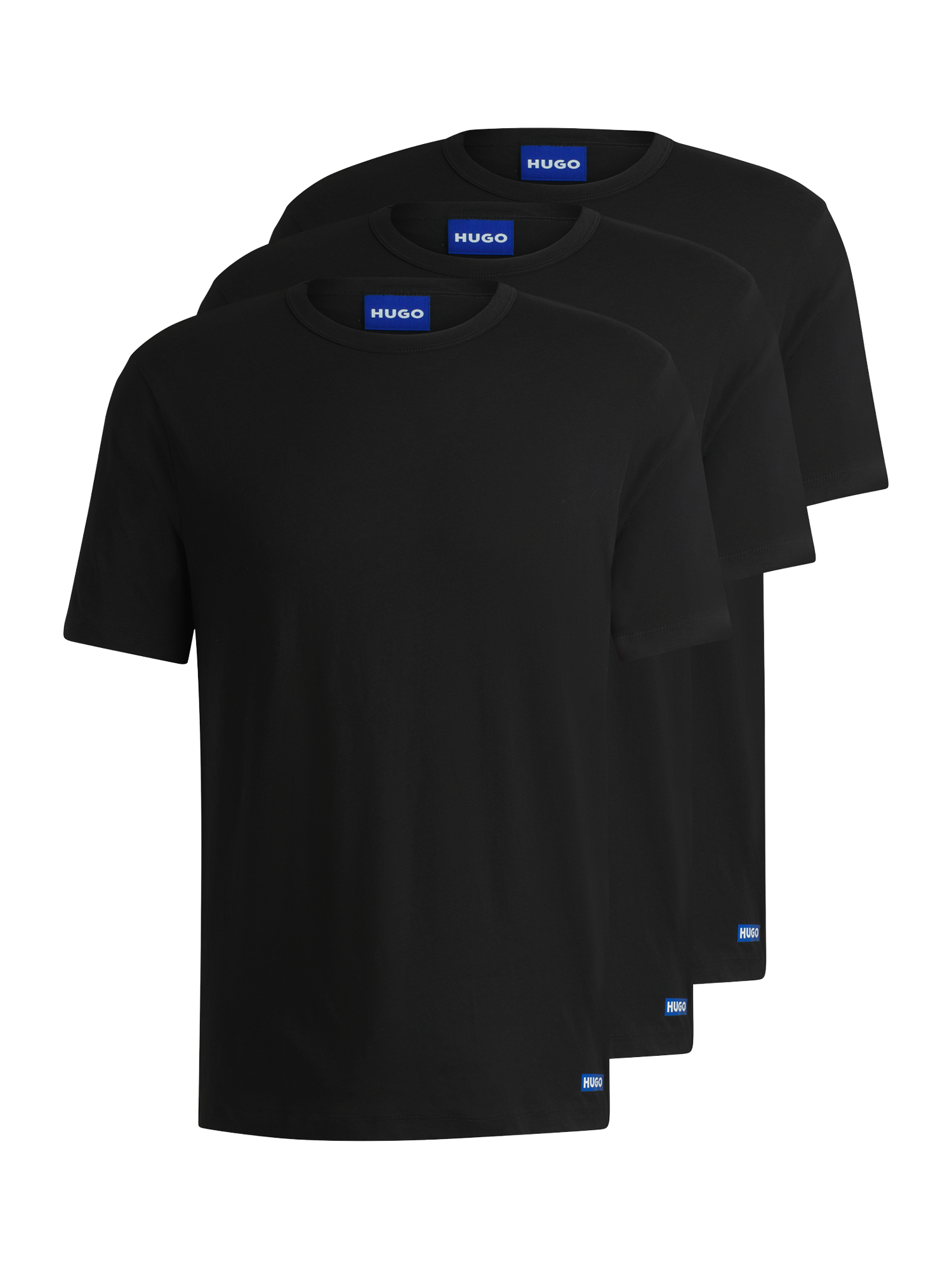 Product image 4 of 5, which shows HUGO Cotton Crew Neck T-Shirts, Pack of 3, Black, XS