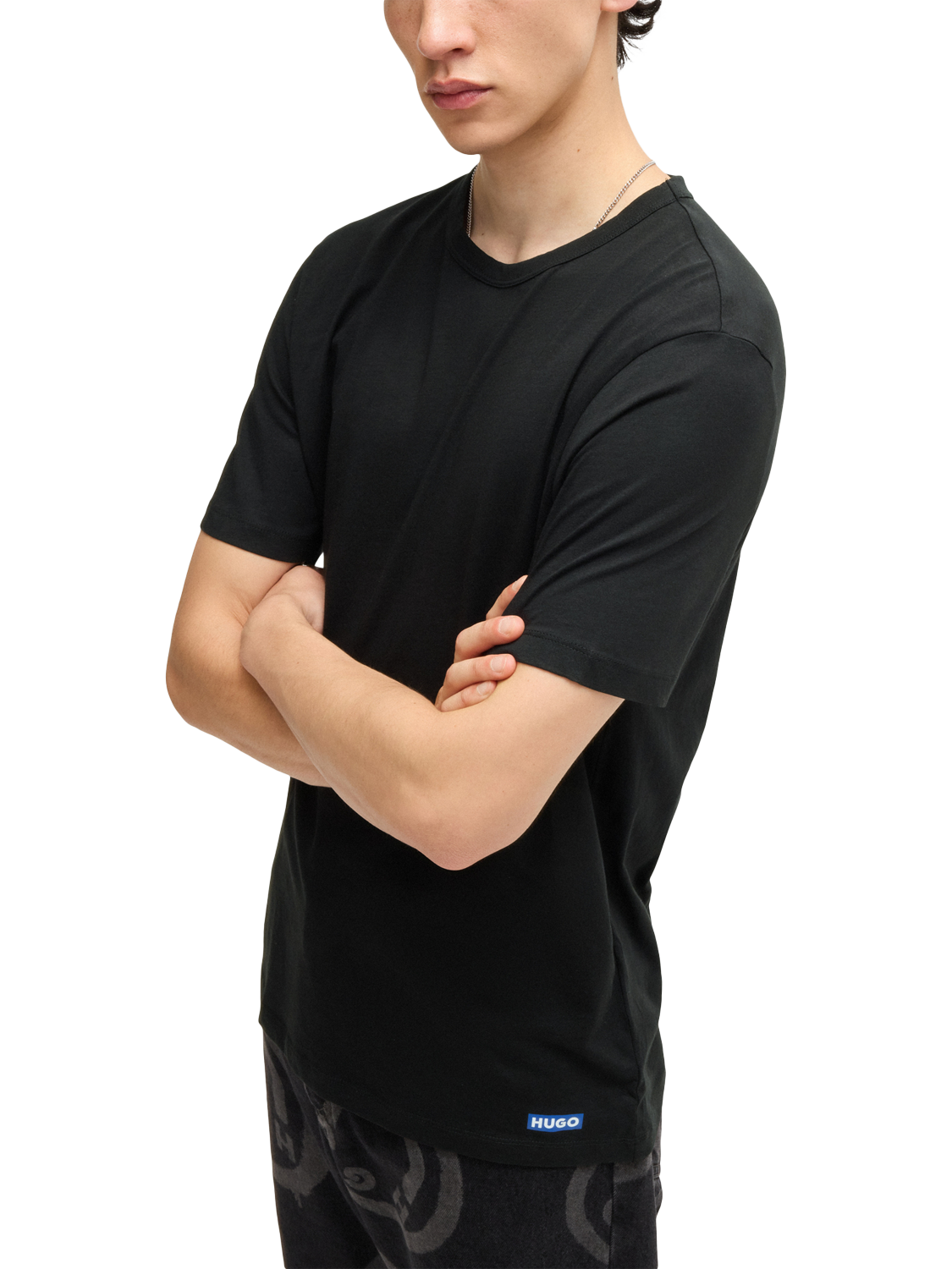 Product image 5 of 5, which shows HUGO Cotton Crew Neck T-Shirts, Pack of 3, Black, XS