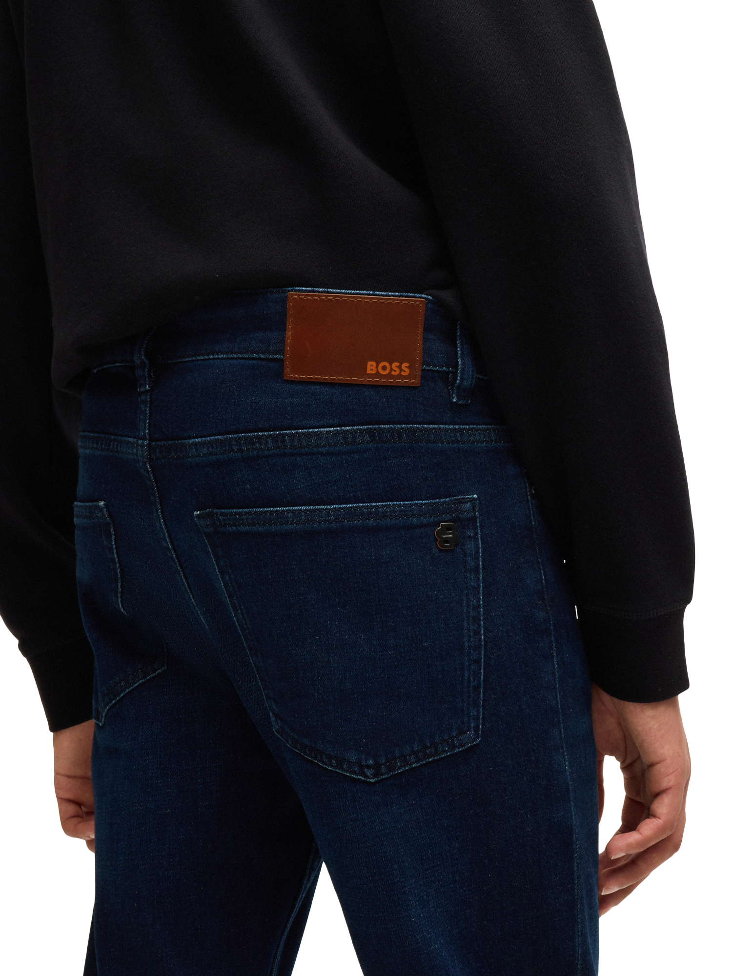 Product image 5 of 6, which shows BOSS Comfort Stretch Slim Jeans, Dark Blue, 32R