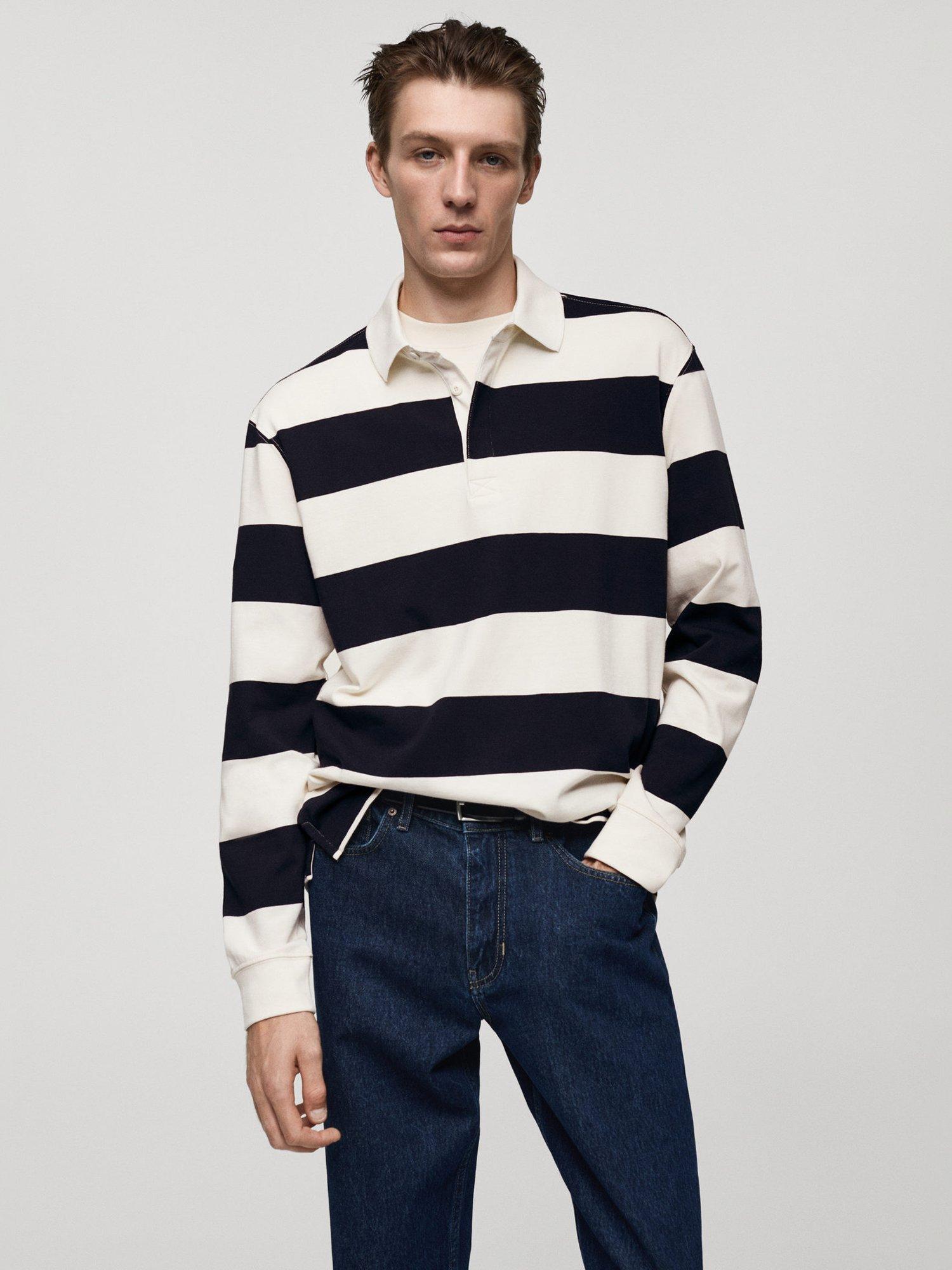 Mango Kodak Cotton Regular Fit Long Sleeve Polo Shirt, Navy