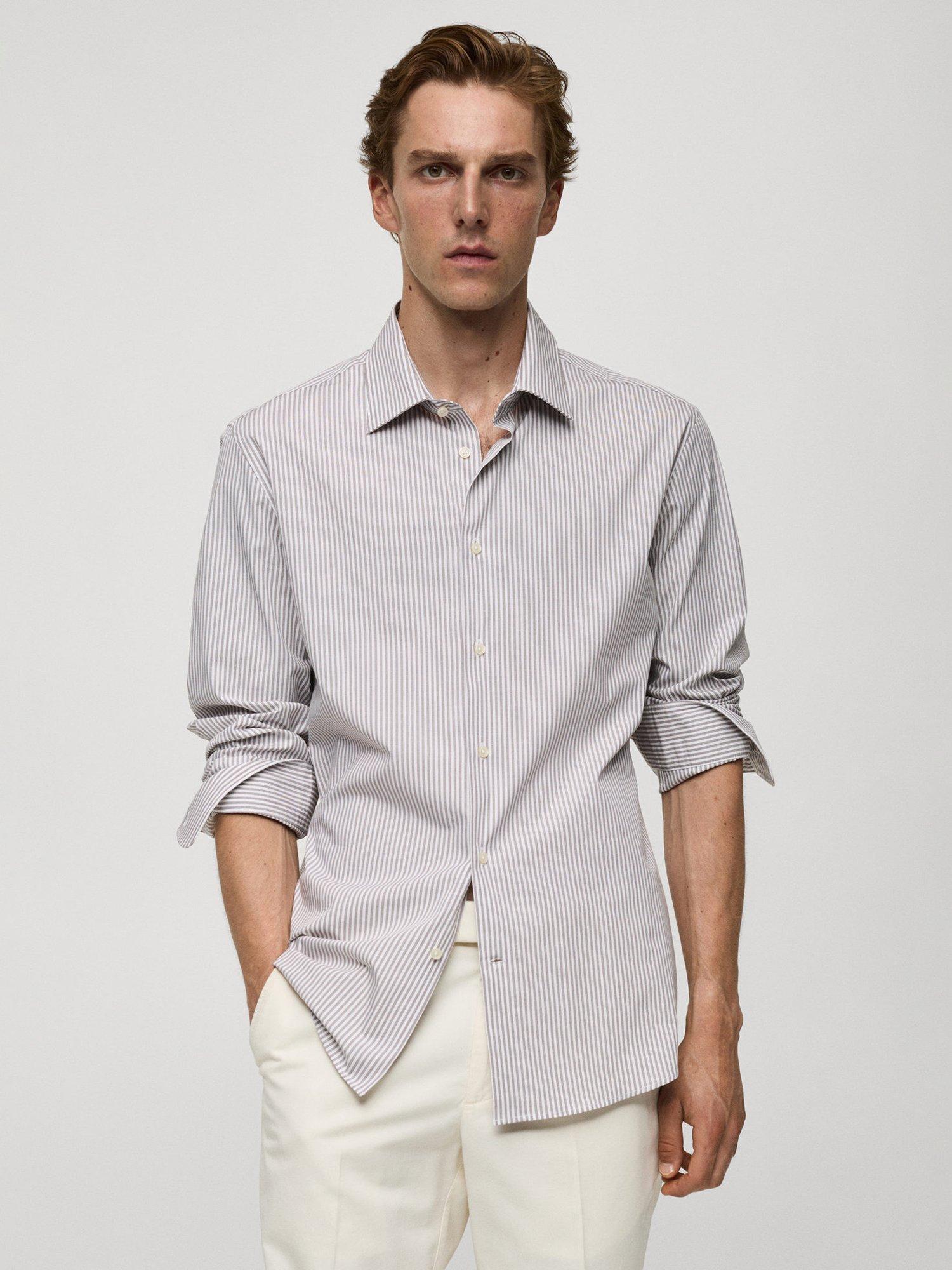 Product image 1 of 8, which shows Mango Vecchia Slim Fit Shirt, Brown, M