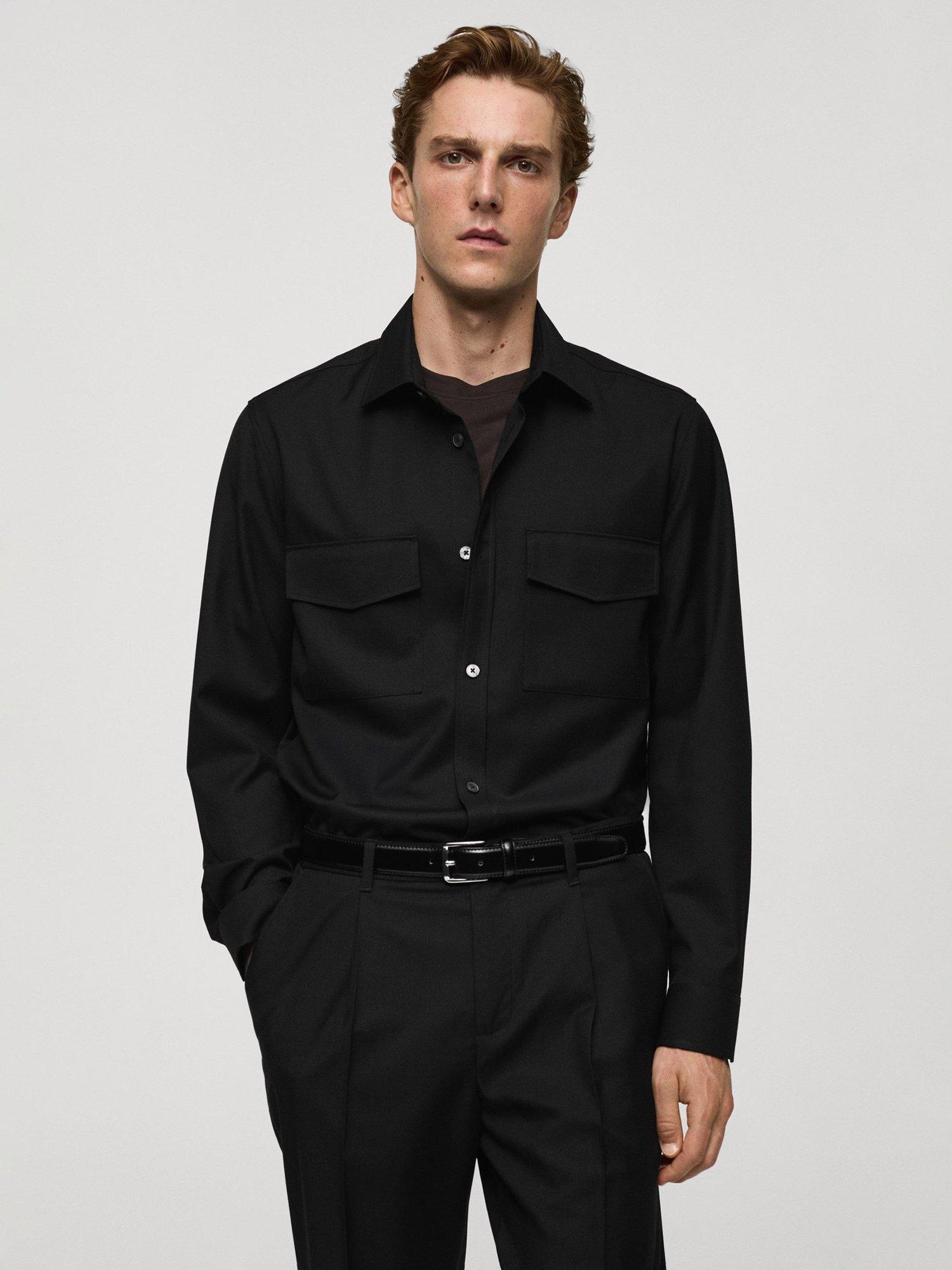Product image 1 of 8, which shows Mango Aaron Shirt, Black, S