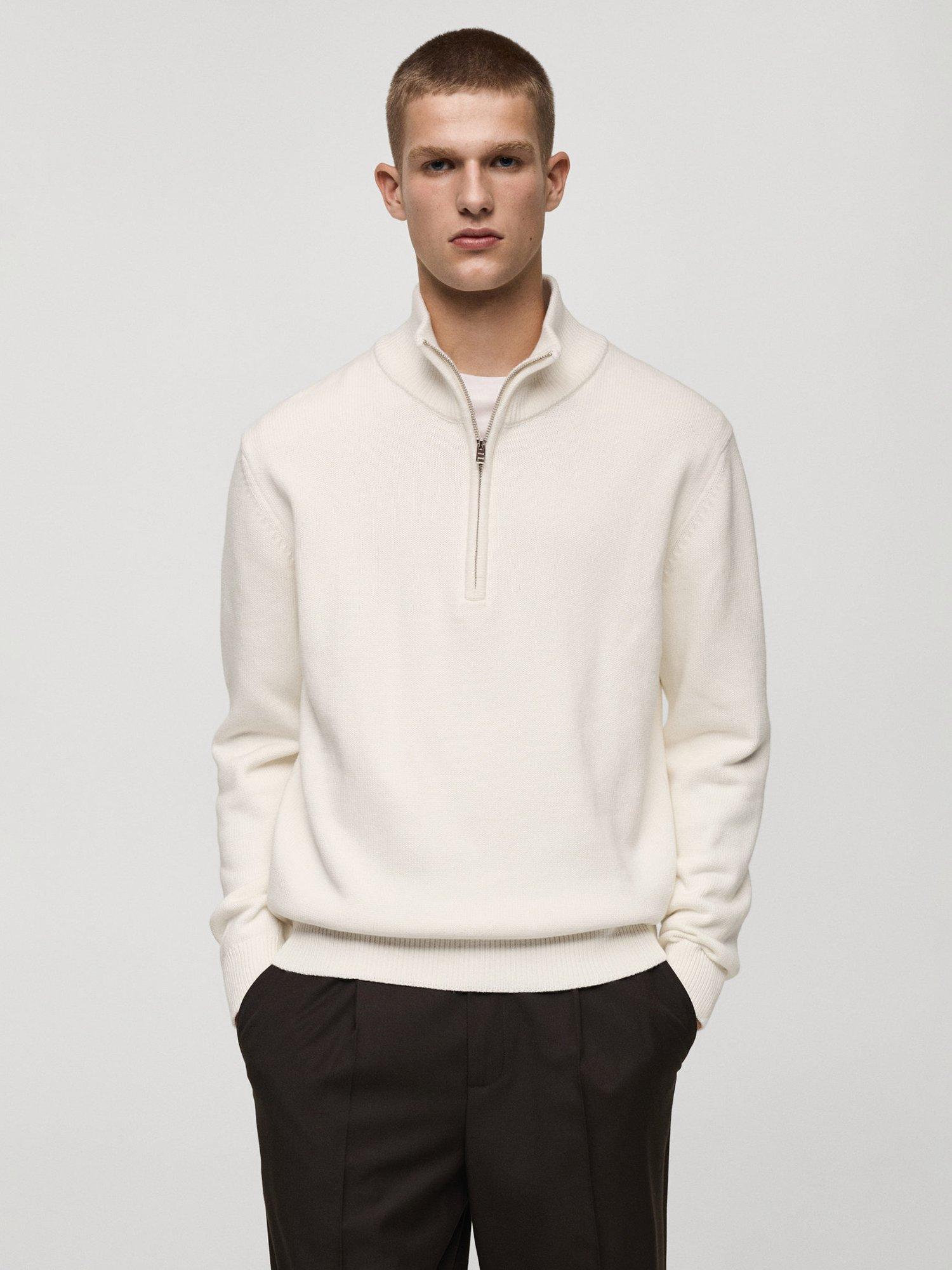 Mango Avenirp Zip Funnel Neck Jumper, White