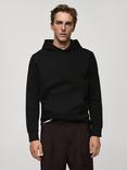 Mango Bono Brushed Cotton Lined Hoodie, Black