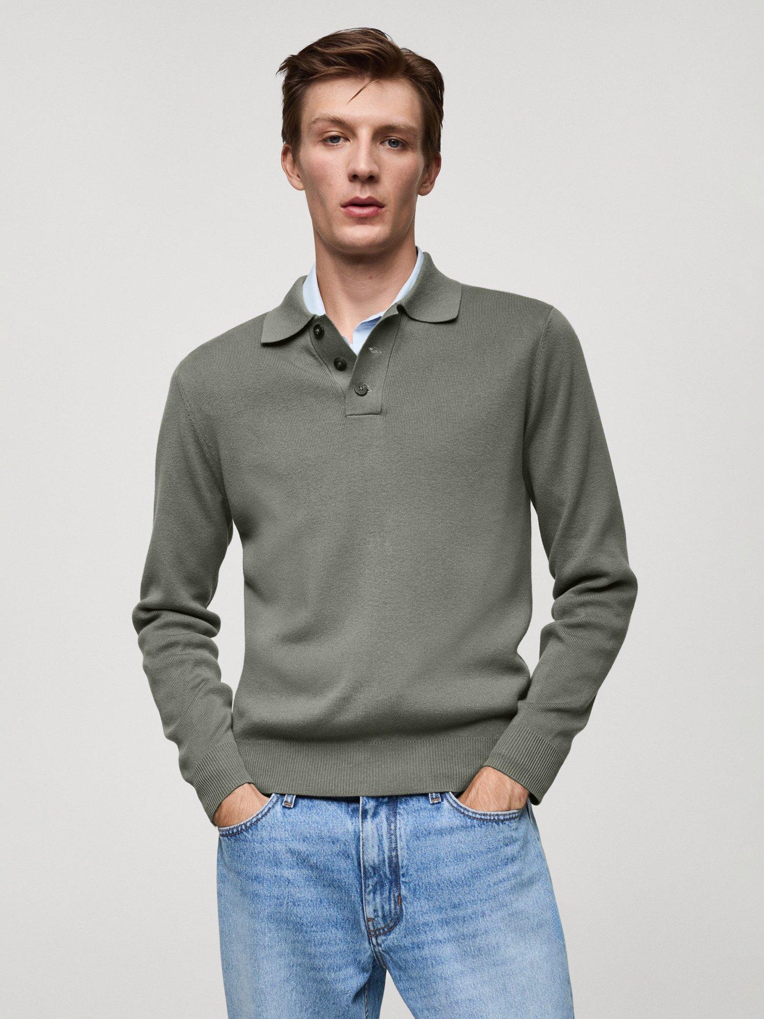 Mango Meda Polo Neck Jumper, Green