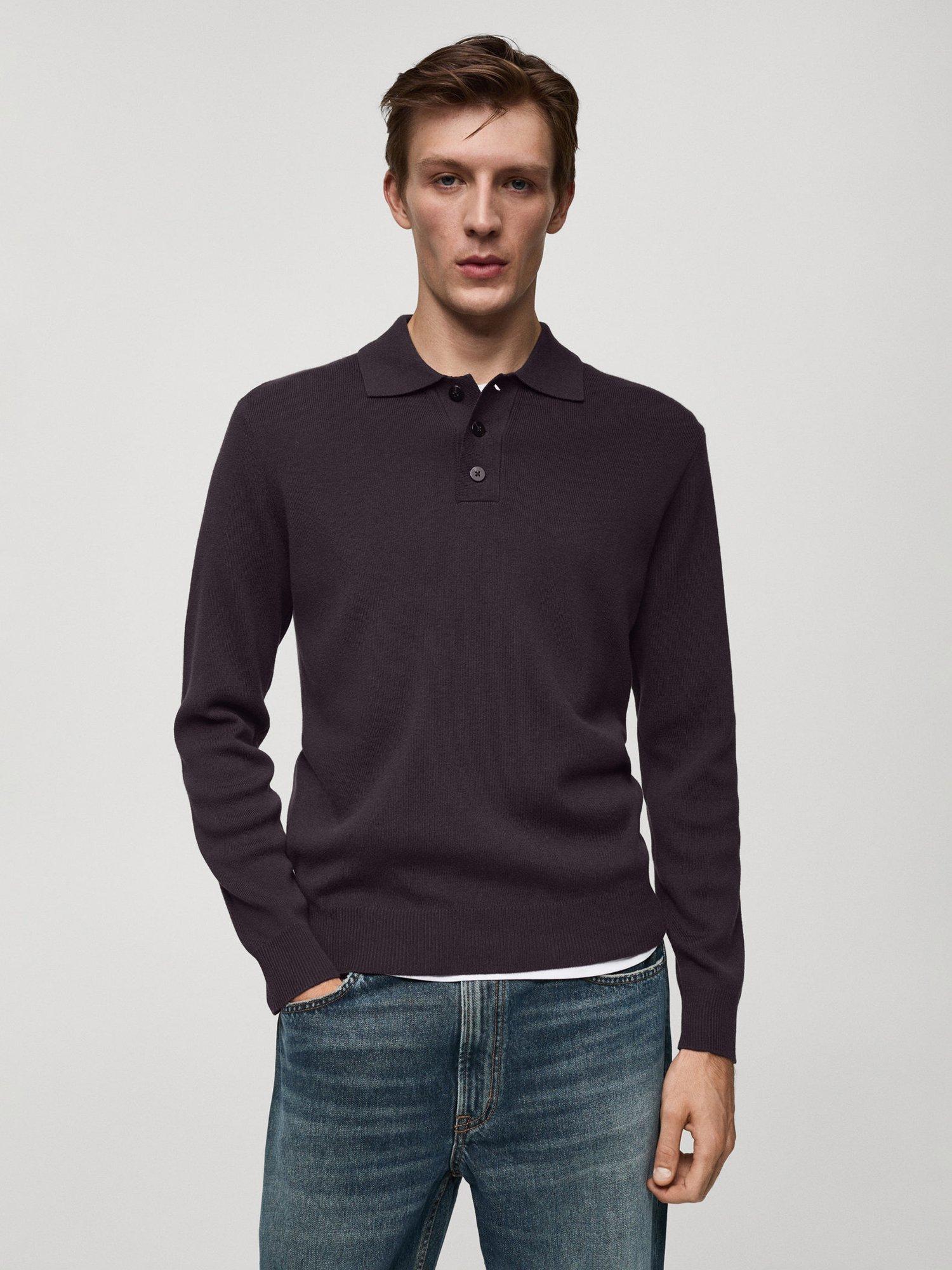 Mango Meda Polo Neck Jumper, Purple