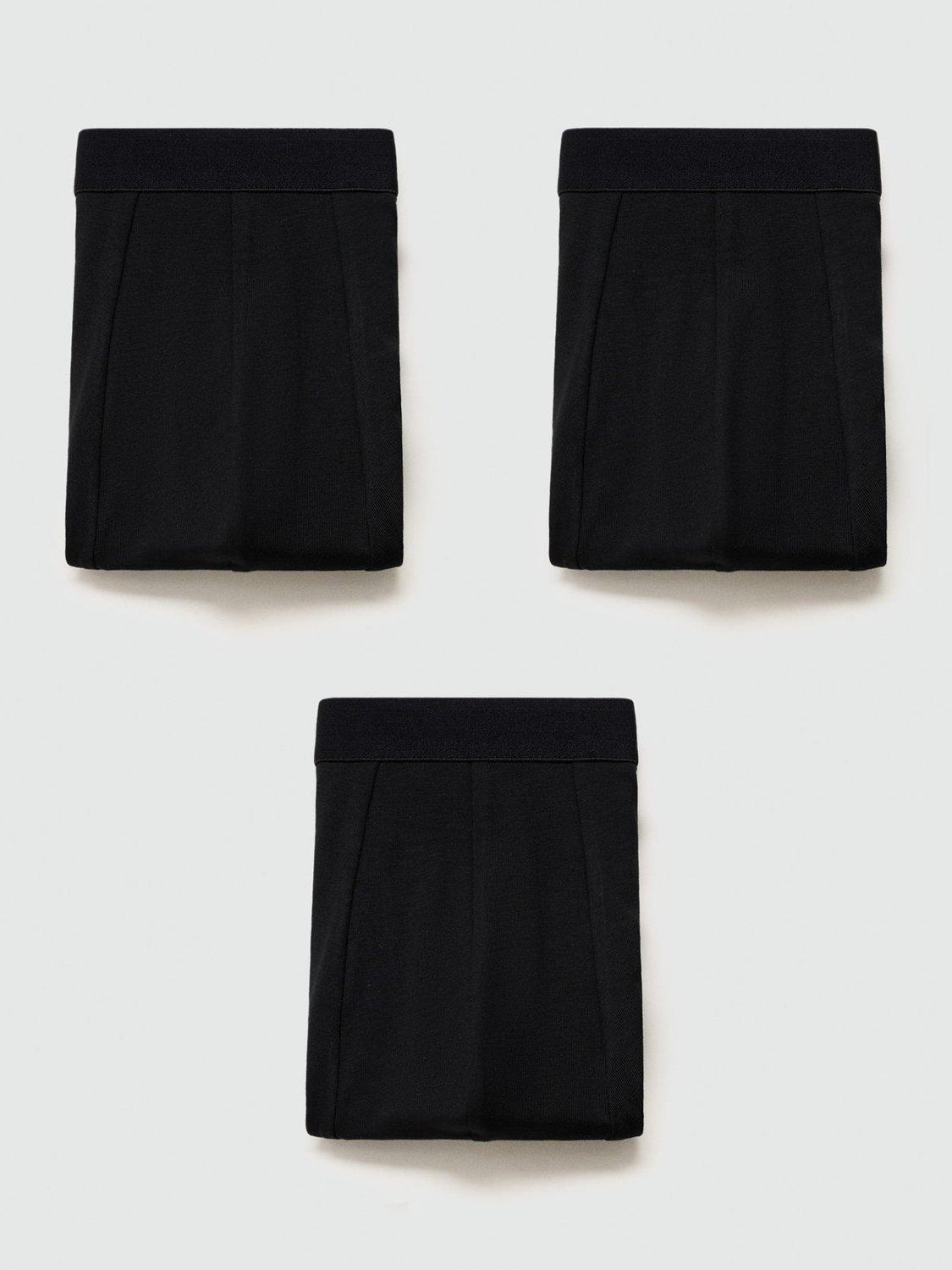 Product image 1 of 3, which shows Mango Cotton Blend Trunks, Pack of 3, Black, L
