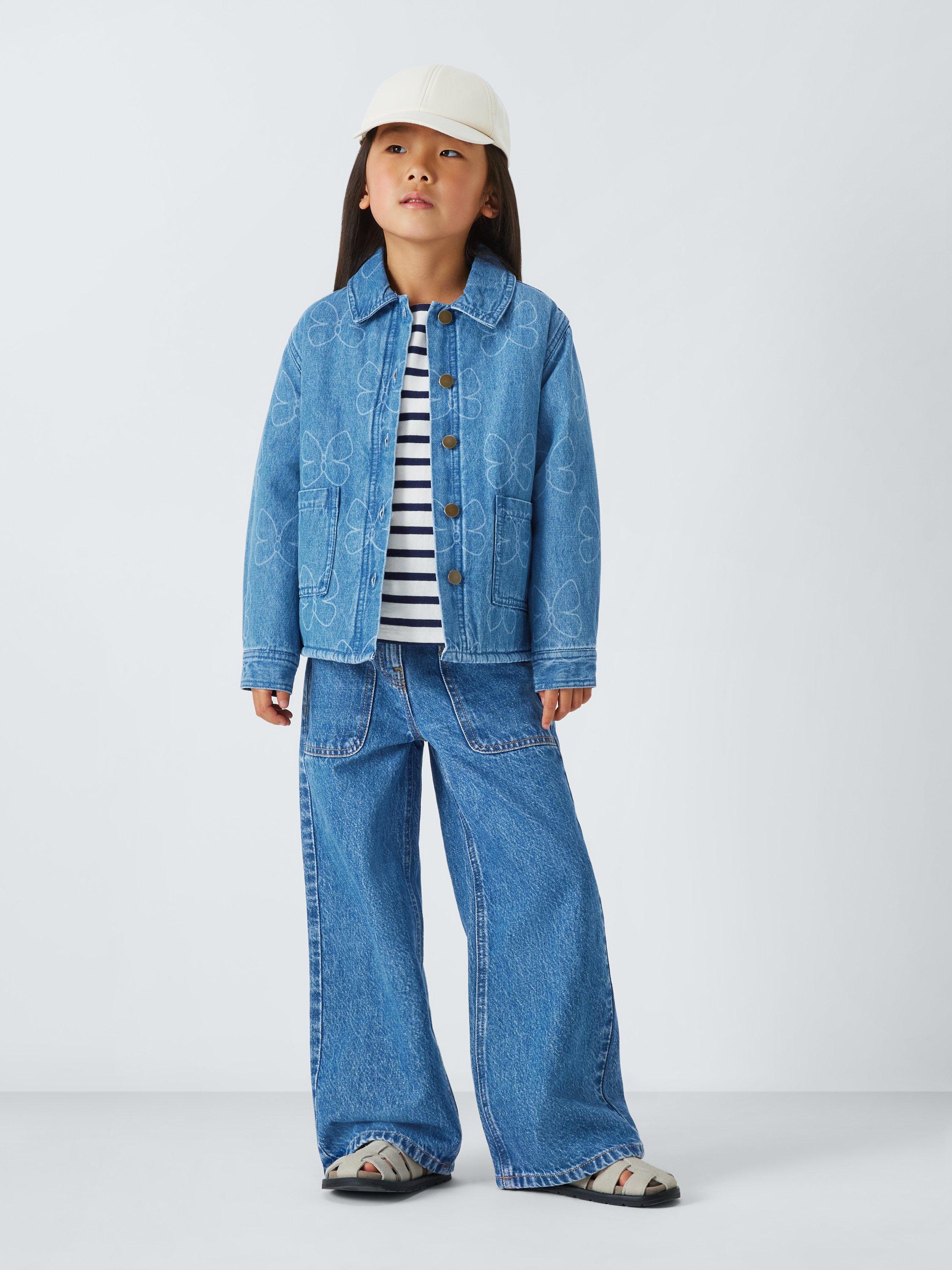 Product image 2 of 7, which shows John Lewis Kids' Butterfly Denim Jacket, Blue Denim, 9 years
